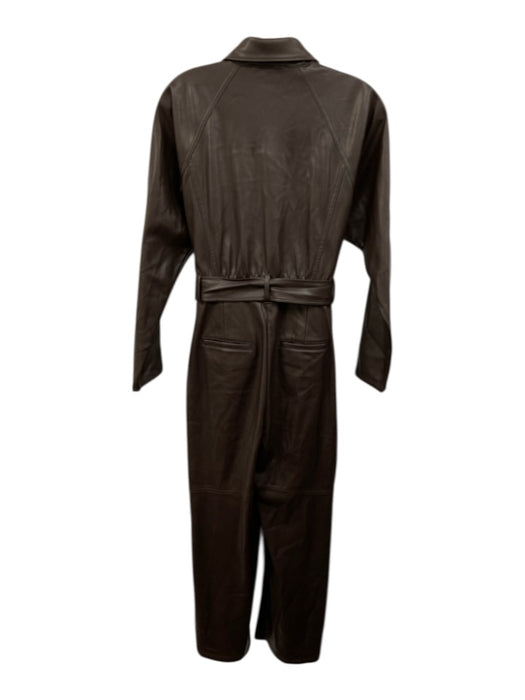 Marissa Webb Size 2 Dark Brown Polyester & Polyurethane Pleather Snaps Jumpsuit Dark Brown / 2
