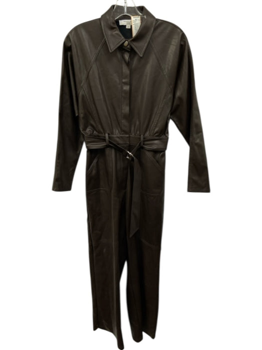 Marissa Webb Size 2 Dark Brown Polyester & Polyurethane Pleather Snaps Jumpsuit Dark Brown / 2