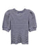 ME+EM Size 2 Blue & White Cotton Short Puff Sleeve Stripe Rib Knit T Shirt Top Blue & White / 2