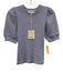 ME+EM Size 2 Blue & White Cotton Short Puff Sleeve Stripe Rib Knit T Shirt Top Blue & White / 2