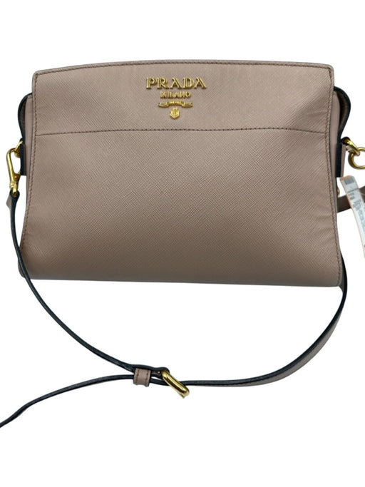 Prada Mauve Pink Saffiano Leather Gold hardware Zip Top Rectangle Crossbody Bag Mauve Pink / S