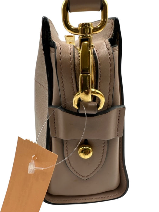 Prada Mauve Pink Saffiano Leather Gold hardware Zip Top Rectangle Crossbody Bag Mauve Pink / S