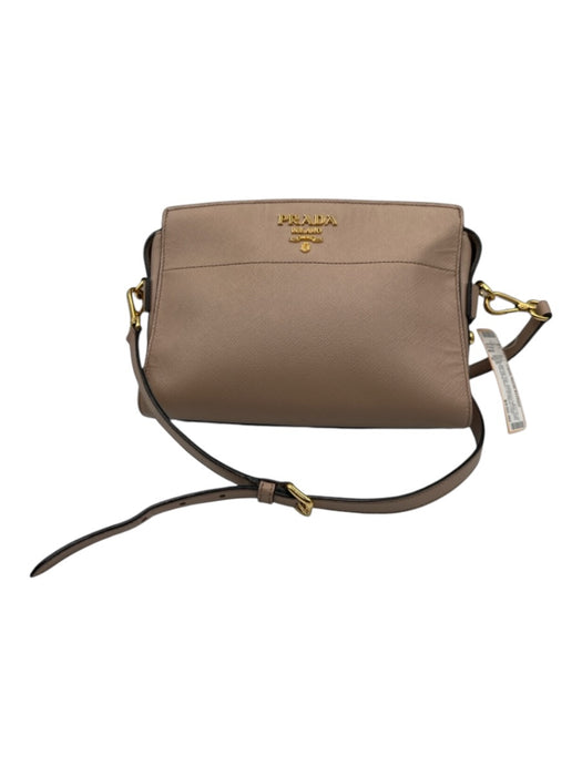 Prada Mauve Pink Saffiano Leather Gold hardware Zip Top Rectangle Crossbody Bag Mauve Pink / S