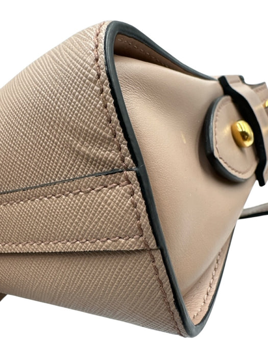 Prada Mauve Pink Saffiano Leather Gold hardware Zip Top Rectangle Crossbody Bag Mauve Pink / S