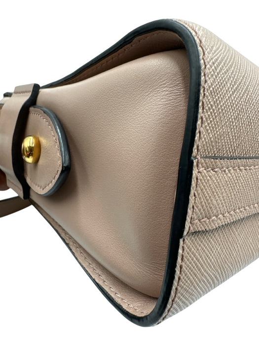 Prada Mauve Pink Saffiano Leather Gold hardware Zip Top Rectangle Crossbody Bag Mauve Pink / S