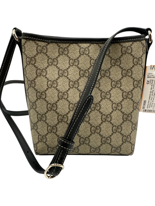 Gucci Beige & Black Coated Canvas Bucket Guccissima Magnetic Close Crossbody Bag Beige & Black / XS