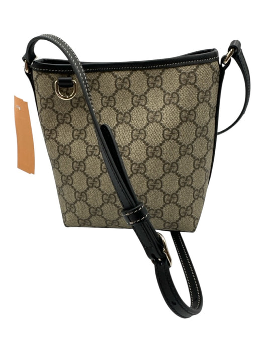 Gucci Beige & Black Coated Canvas Bucket Guccissima Magnetic Close Crossbody Bag Beige & Black / XS
