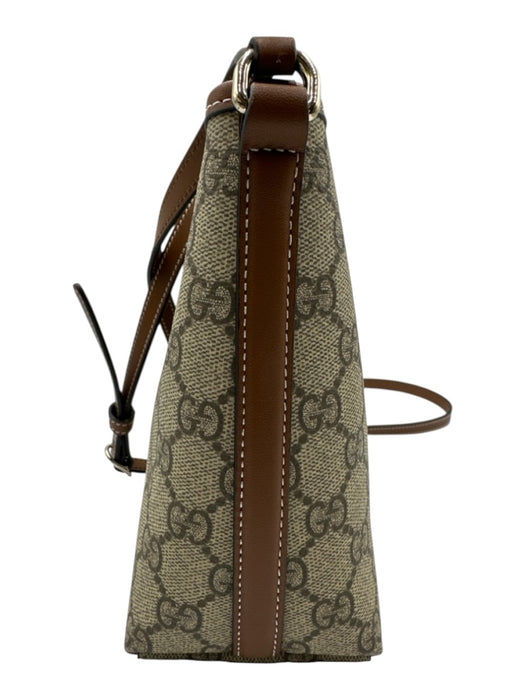 Gucci Beige & Brown Coated Canvas Bucket Guccissima Magnetic Close Crossbody Bag Beige & Brown / XS