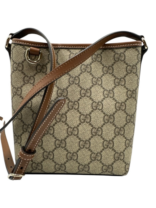 Gucci Beige & Brown Coated Canvas Bucket Guccissima Magnetic Close Crossbody Bag Beige & Brown / XS