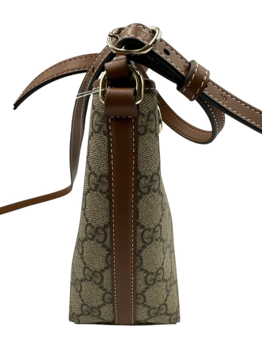 Gucci Beige & Brown Coated Canvas Bucket Guccissima Magnetic Close Crossbody Bag Beige & Brown / XS