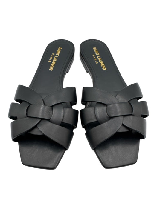 Saint Laurent Shoe Size 35 Black Leather Knot Detail Mule Flat Sandals Black / 35
