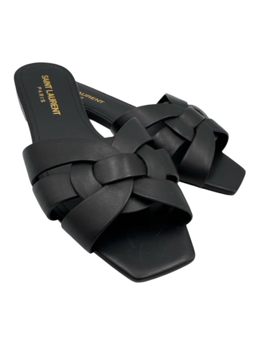 Saint Laurent Shoe Size 35 Black Leather Knot Detail Mule Flat Sandals Black / 35