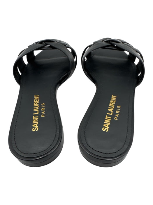 Saint Laurent Shoe Size 35 Black Leather Knot Detail Mule Flat Sandals Black / 35