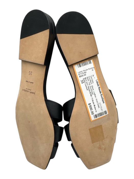 Saint Laurent Shoe Size 35 Black Leather Knot Detail Mule Flat Sandals Black / 35
