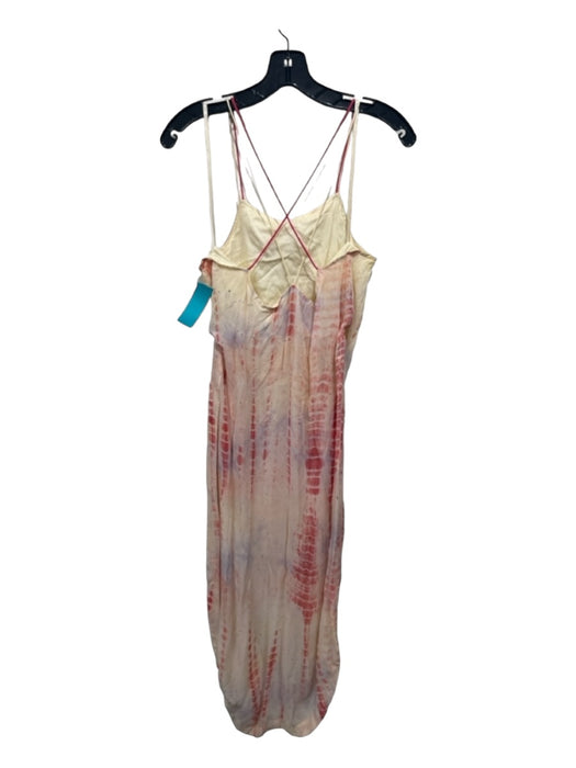 Free People Size XS Beige & Pink Rayon Abstract Spaghetti Strap Speckled Dress Beige & Pink / XS