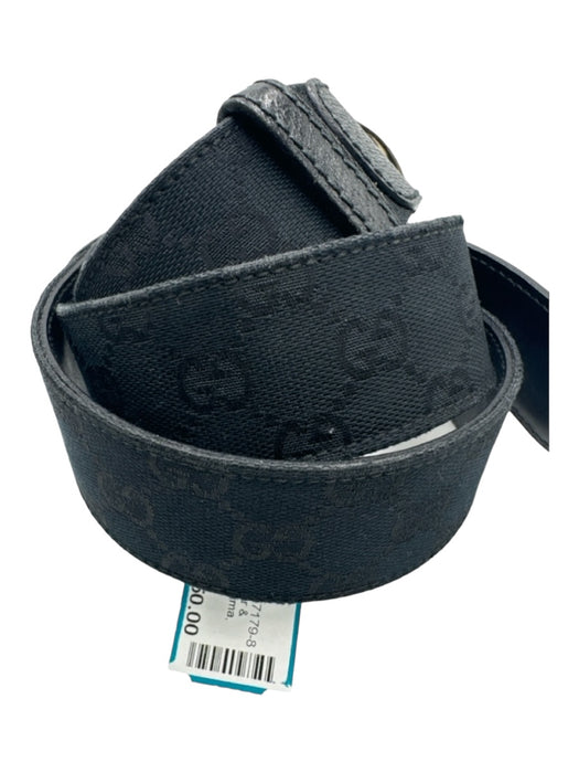 Gucci Black Leather & Coated Canvas Bamboo Guccissima Gold Hardware Belts Black