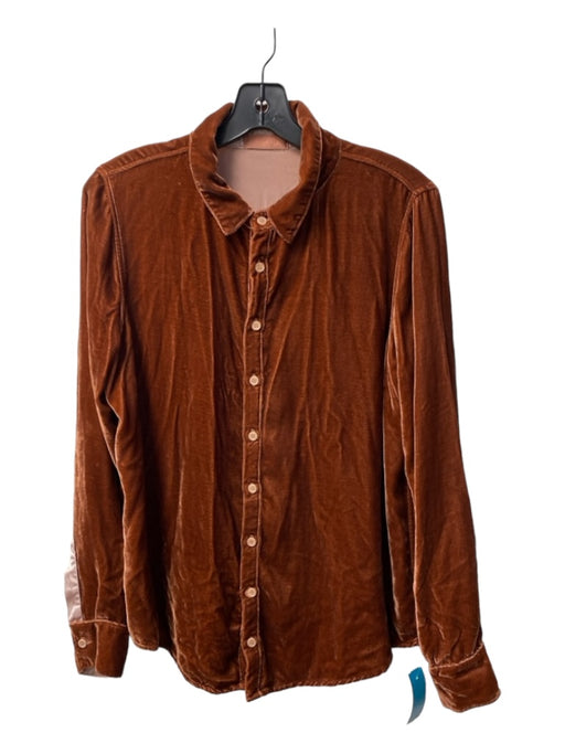 CP Shades Size M Rust Rayon Blend Collared Button Up Long Sleeve Top Rust / M