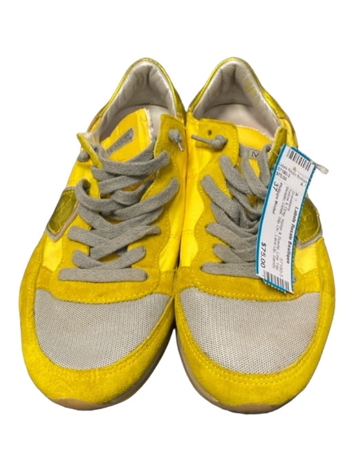 Philippe Model Shoe Size 37 Yellow & Gray Nylon & Suede Low Top Lace Up Sneakers Yellow & Gray / 37