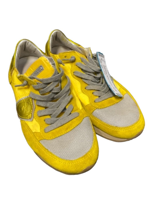 Philippe Model Shoe Size 37 Yellow & Gray Nylon & Suede Low Top Lace Up Sneakers Yellow & Gray / 37