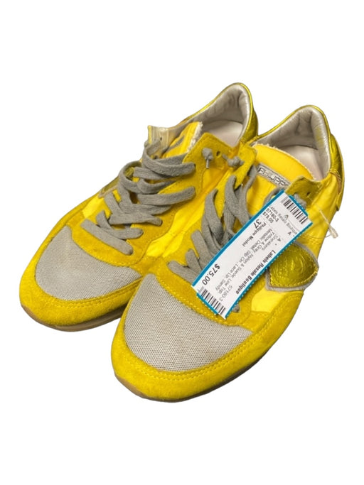 Philippe Model Shoe Size 37 Yellow & Gray Nylon & Suede Low Top Lace Up Sneakers Yellow & Gray / 37