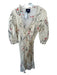 Marchesa Notte Size 8 Cream & Red Cotton 3/4 Balloon Sleeve Floral Wrap Dress Cream & Red / 8