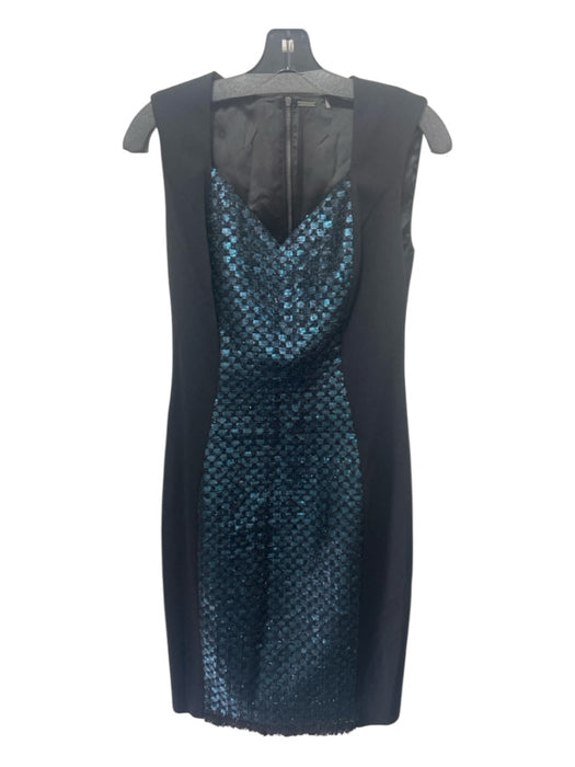 Elie Tahari Size 4 Black & Green Polyester & Acrylic Sequined Sleeveless Dress Black & Green / 4