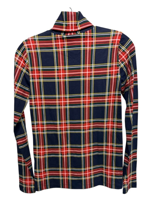 J. Crew Size XS Navy Blue, Red, Multi Cotton Long Sleeve Tartan Plaid Thin Top Navy Blue, Red, Multi / XS