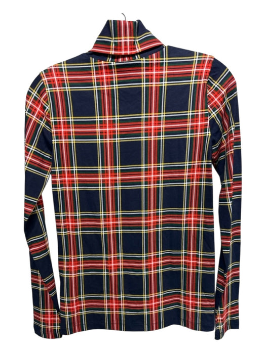 J. Crew Size XS Navy Blue, Red, Multi Cotton Long Sleeve Tartan Plaid Thin Top Navy Blue, Red, Multi / XS