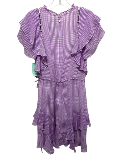 Lela Rose Size 2 Purple & White Silk Ruffle Cap Sleeve Gingham Mini Dress Purple & White / 2