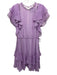 Lela Rose Size 2 Purple & White Silk Ruffle Cap Sleeve Gingham Mini Dress Purple & White / 2