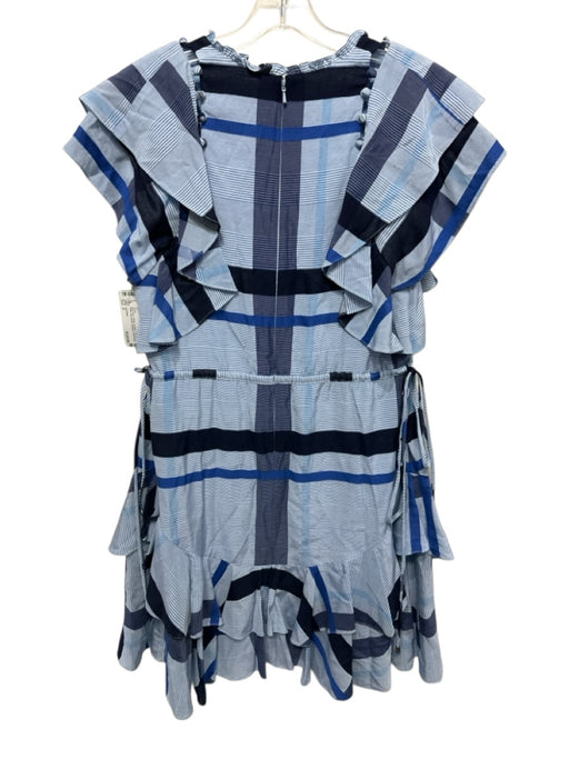 Lela Rose Size 2 Blue, Navy, White Acetate & Viscose Ruffle Cap Sleeve Dress Blue, Navy, White / 2