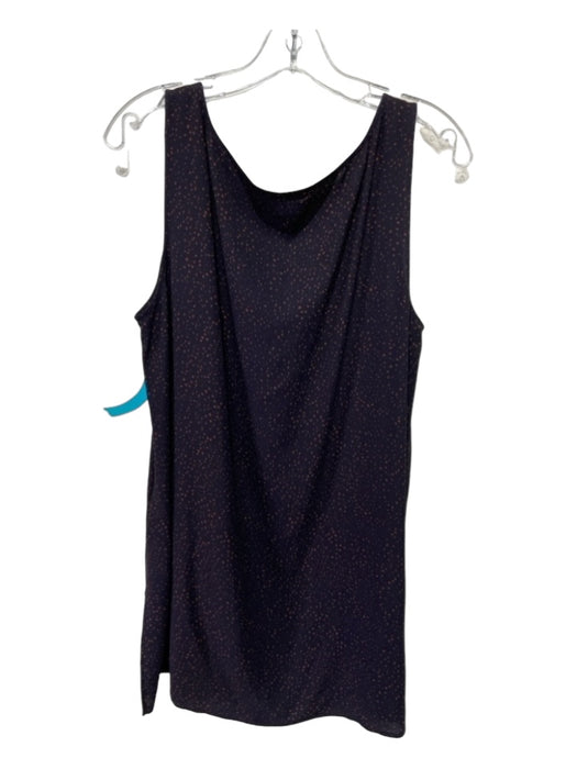 Eileen Fisher Size L Navy & Brown Silk Speckled Sleeveless Wide Neck Top Navy & Brown / L