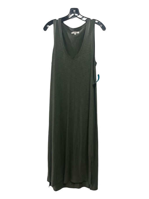 Madewell Size M Green Cotton Round Neck Sleeveless Burnout Side Slit Dress Green / M