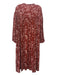 Treasure & Bond Size M Rust brown & White Viscose V Neck Floral Paisley Dress Rust brown & White / M