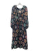 La Ligne Size XL Navy & Multi Polyester Printed Patchwork Side Zip Maxi Dress Navy & Multi / XL