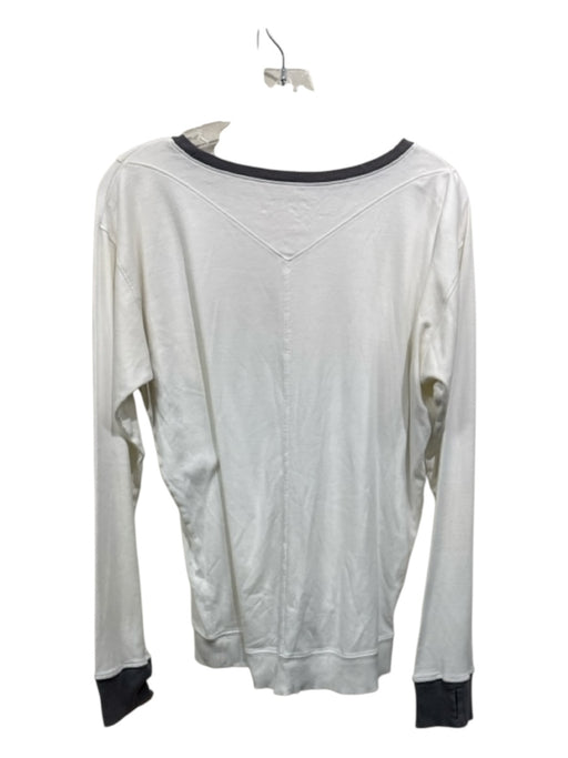 Lunya Size L White & Grey Pima Cotton Long Sleeve High Low Top White & Grey / L