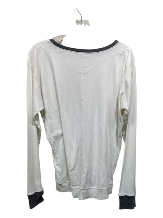 Lunya Size L White & Grey Pima Cotton Long Sleeve High Low Top White & Grey / L