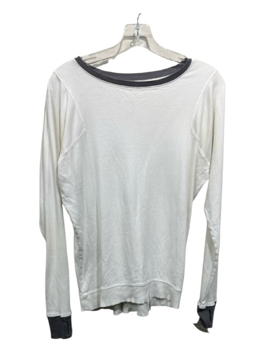 Lunya Size L White & Grey Pima Cotton Long Sleeve High Low Top White & Grey / L