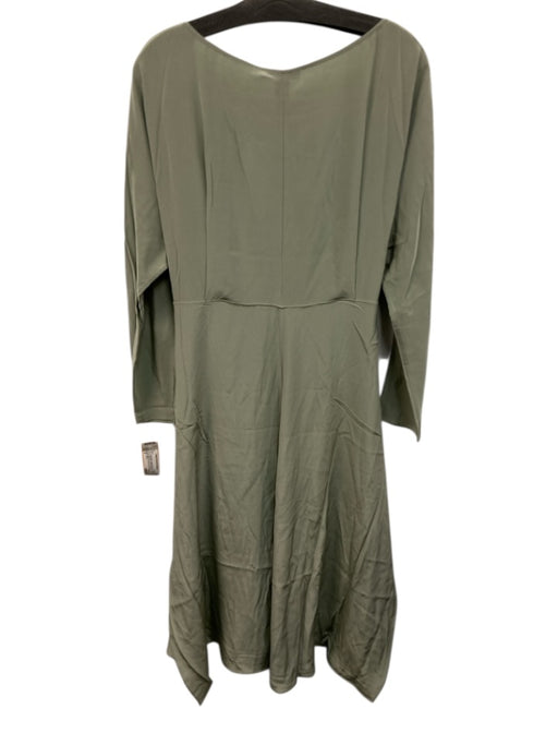 M.M. Lafleur Size 8 Sage green Washable Silk Long Sleeve Waist tie Midi Dress Sage green / 8