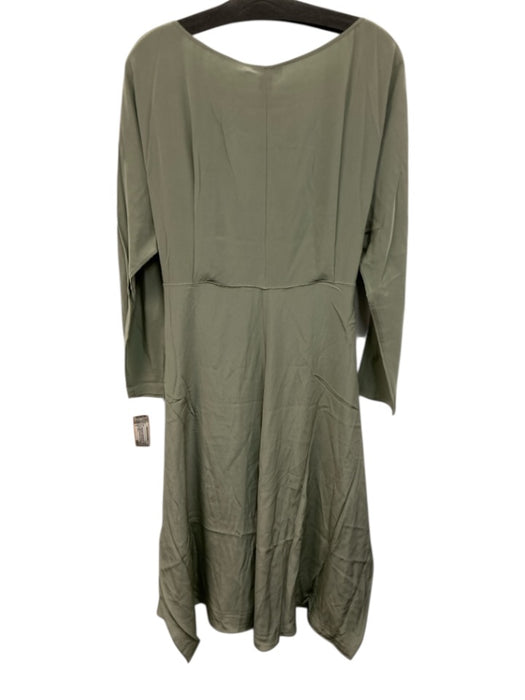 M.M. Lafleur Size 8 Sage green Washable Silk Long Sleeve Waist tie Midi Dress Sage green / 8