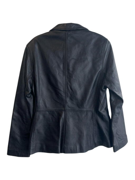 Wilsons Leather Size M Black Leather Blazer Interior pocket Lapel Jacket Black / M