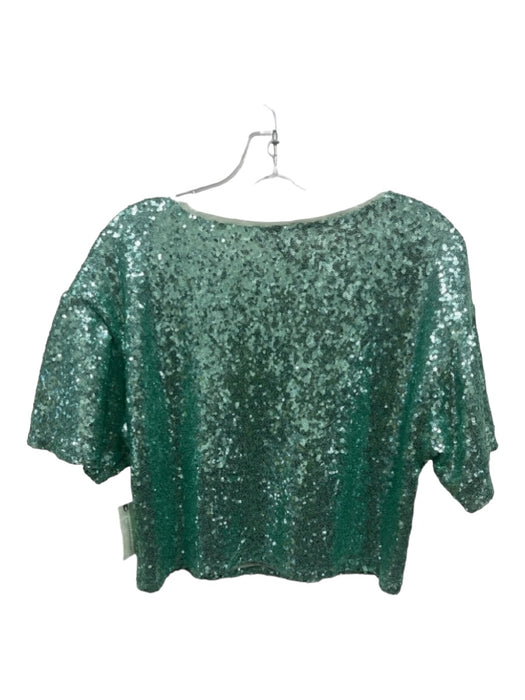 By Anthropologie Size S Green Polyester All Over Sequins Round Neck Crop Top Green / S