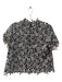 Self Portrait Size 8 Black & White Polyester Round Neck Short Sleeve Floral Top Black & White / 8