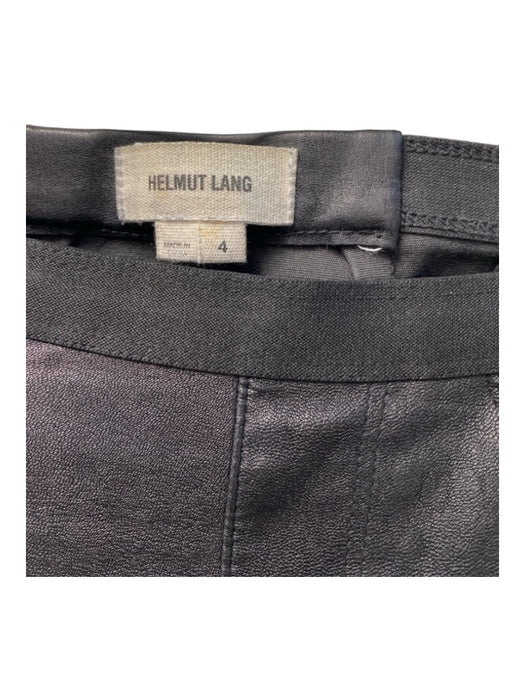 Helmut Lang Size 4 Black Lamb leather Mid Rise Skinny Faux Pocket Pants Black / 4