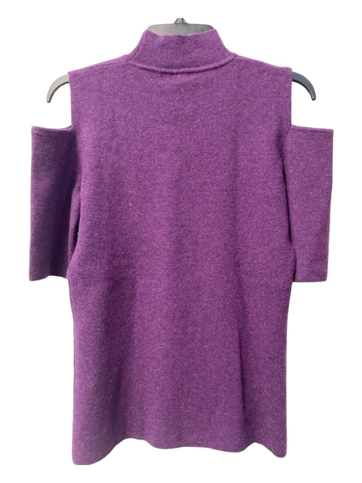 Intermix Size M Dark Purple Viscose Blend Turtle Neck Cold Shoulder Pull On Top Dark Purple / M