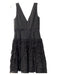 Aiden Mattox Size 6 Black Acetate V Neck Sleeveless Textured Back Zip Dress Black / 6