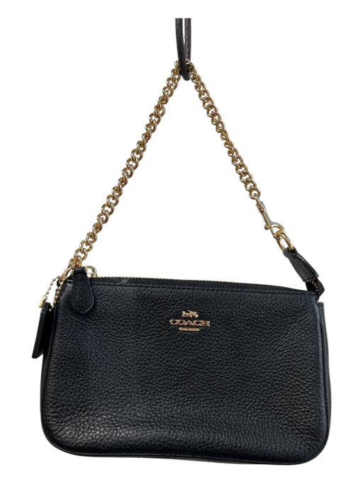 Coach Black Pebbled Leather Gold hardware Top Zip Chain Strap Logo Bag Black / XS