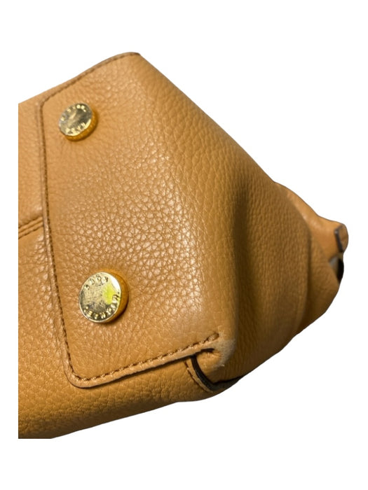 Michael Kors Dark Tan Pebbled Leather Top Handles Zip Close Gold Hardware Bag Dark Tan / M