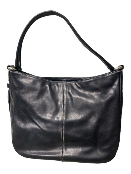 Perlina Black & White Leather Seam Detail Top Zip one handle Zipper Detail Bag Black & White / M