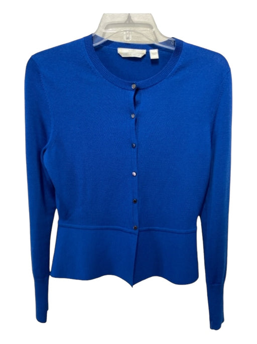 Boss Size Small Cobalt Blue Merino Wool Knit Long Sleeve Metal Buttons Top Cobalt Blue / Small